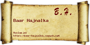 Baar Hajnalka névjegykártya